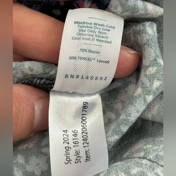 Marine Layer Lola 3/ Balloon Sleeve Midi Dress Floral Blue XL - Picture 9 of 10